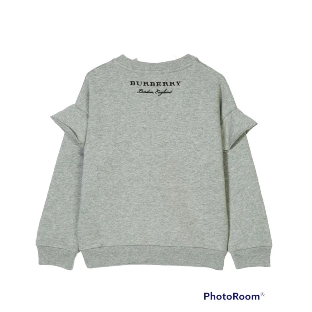 Burberry Children's Girl's Sweatshirt in Gray with Ruffle Sleeve Detail (Sz 4Y)